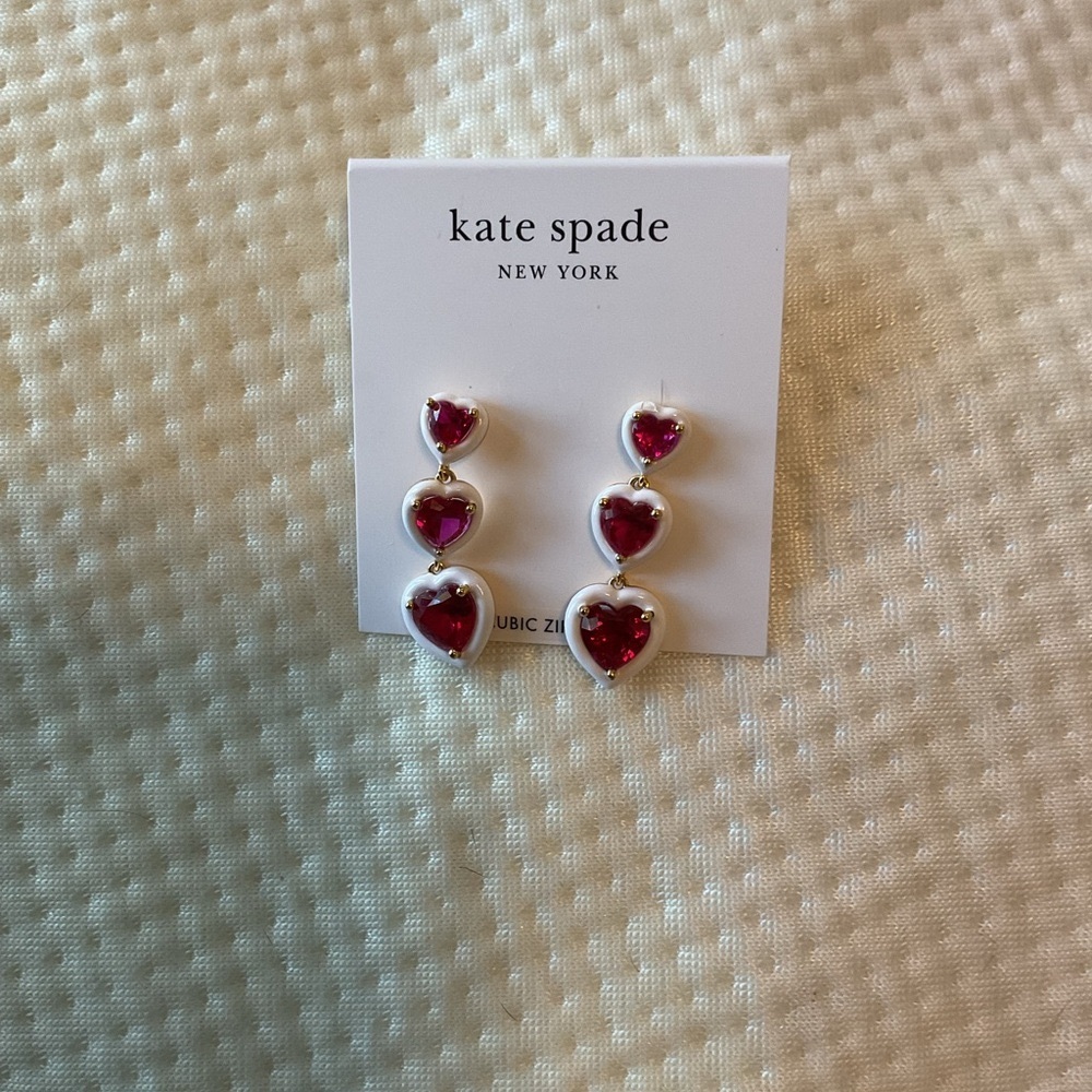 NWT Kate Spade Red Heart Earrings - Picture 2 of 4